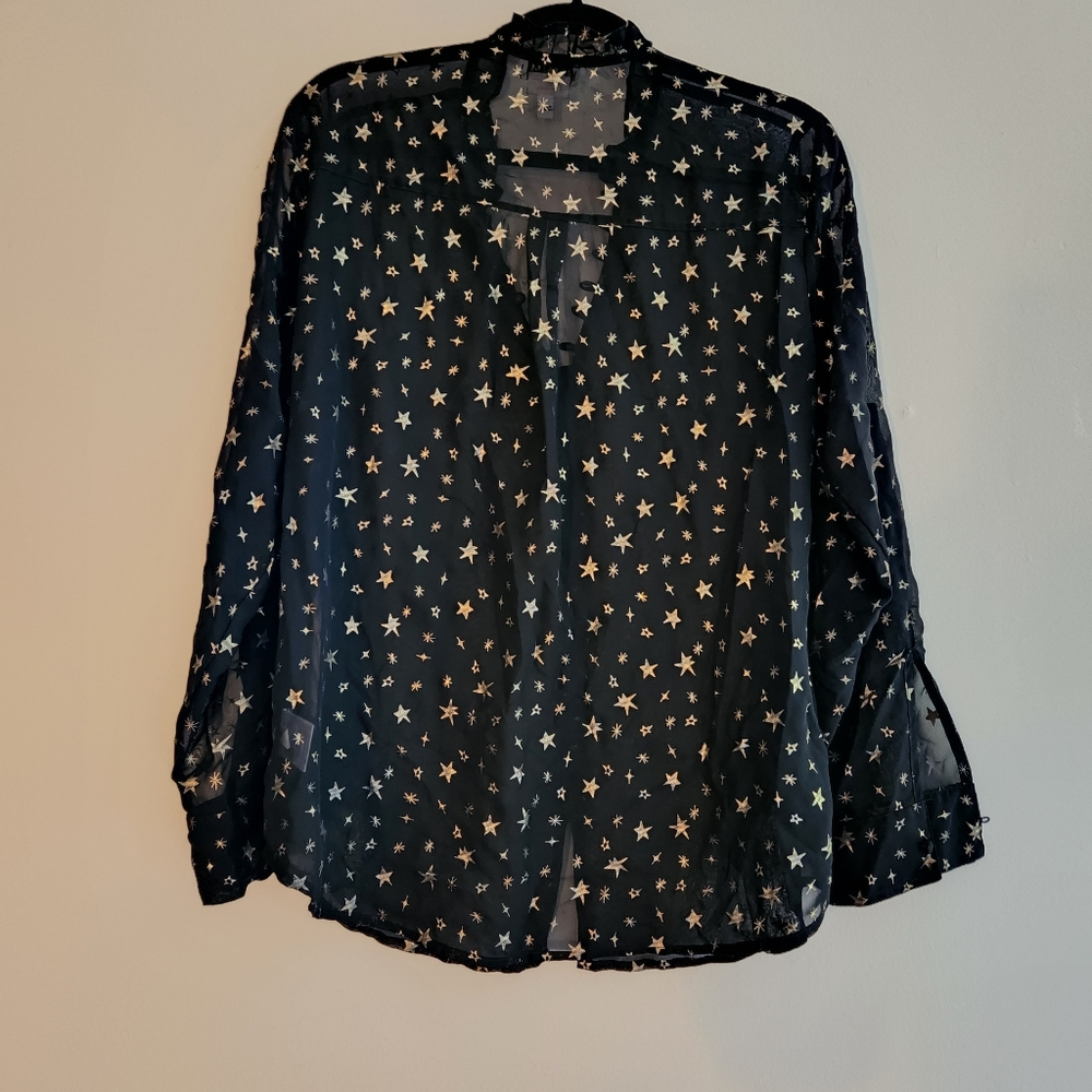 Gold stars sheer black slim fit portofino express